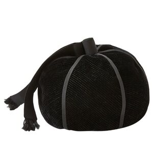 Vintage Yves Saint Laurent YSL Black Velvet Beanie Hat 55cm Small Architectural